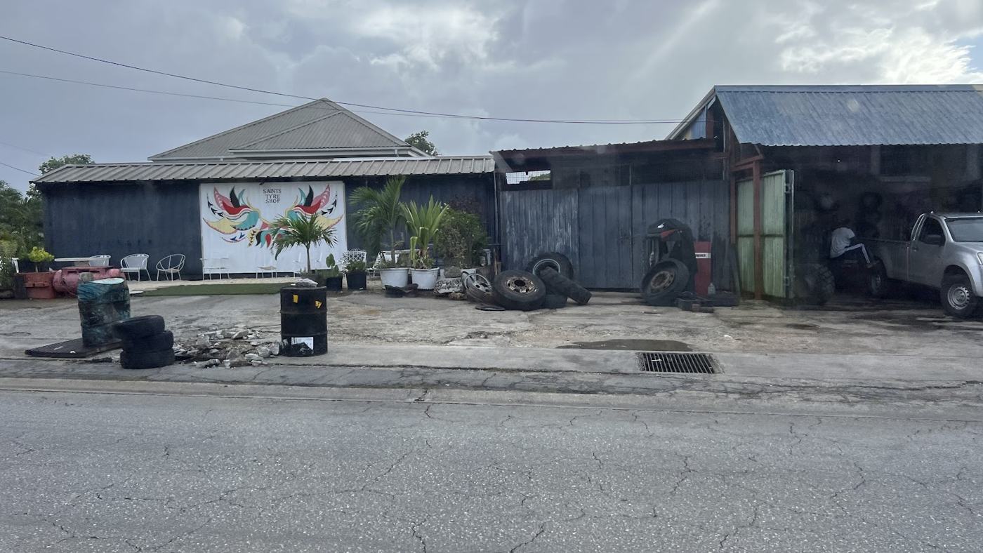 Storefront of Saint's Tyre Shop